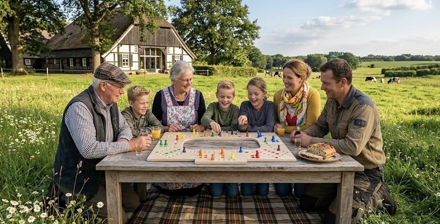 Gezin speelt Tokkenspel